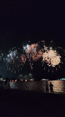 Fireworks Display Over Water Captured in Bai Chay Ward