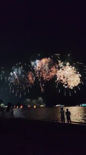 Fireworks Display Over Water Captured in Bai Chay Ward