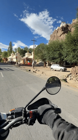 Riding past stupas and monasteries along the Ladakh highway