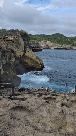Coastal scenery documented at Nusa Penida cliffs and tidal pools