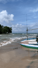 Morning beach activity captured in Weligama, Sri Lanka