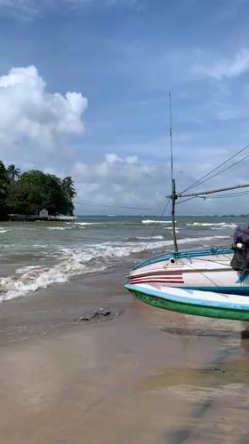 Morning beach activity captured in Weligama, Sri Lanka