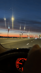 Driver records sunset transition on Nizhny Novgorod highway