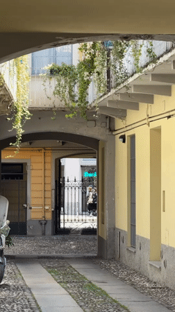 Milan neighborhood scenes captured during sunny morning walkabout