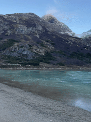 Visitor documents frozen glacial lake in southern Argentina mountains