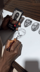 Artist creates sketch and abstract painting in Jos
