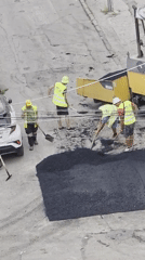 Street repaving crew in action, Varna, Bulgaria