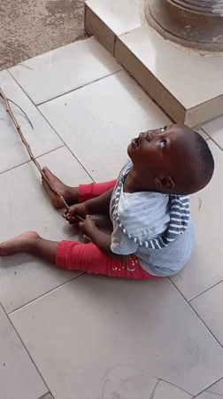 Two children observed looking upward in separate locations