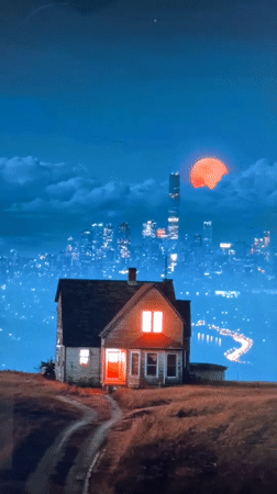 Astana after dark: animated skyline and real street traffic