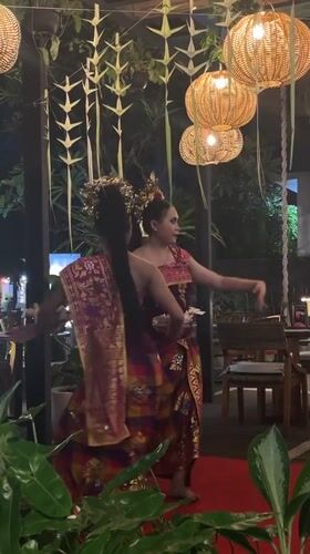 Traditional Balinese dance performance at Kuta Selatan restaurant