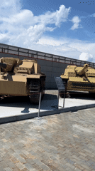 Military tanks on outdoor display in Verkhnyaya Pyshma, Russia
