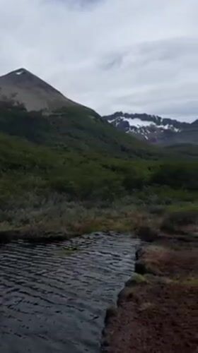 Landscape video captured in Ushuaia showing mountains and water