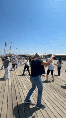 Morning line dancing gathering on Tel Aviv boardwalk draws crowds