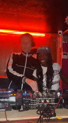 Two DJs perform at London bar