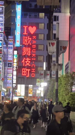 Evening pedestrians captured on Kabukicho streets in Tokyo