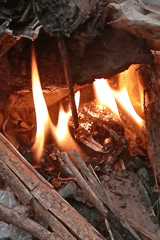 Small contained fire burns in Keudekrueng, Indonesia