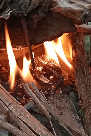 Small contained fire burns in Keudekrueng, Indonesia