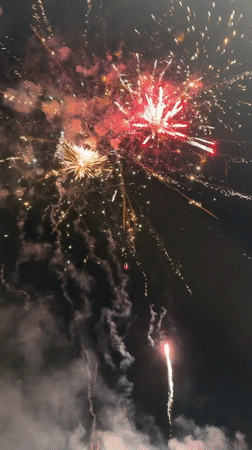 Fireworks display lights up night sky in Novi han, Bulgaria