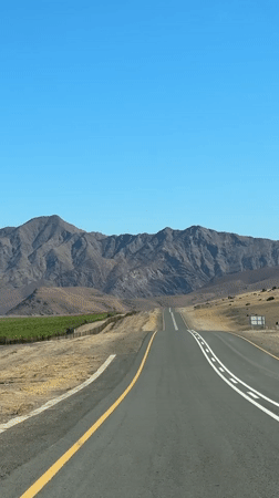 Road toward mountains captured on video in Namibia