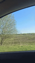 Agricultural fields observed from moving vehicle near Кондратово, Russia