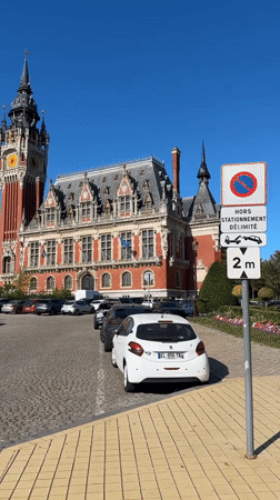 Sunny afternoon around Calais Town Hall and war memorial