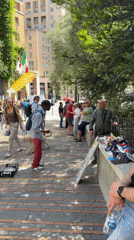 Saturday morning street life captured across central Genoa