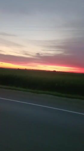 Sunset, road trip, and a hashtag graphic in rural Kanevskaya