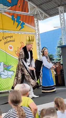 Children's festival with costumed performers held at Orenburg park