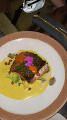 Upscale dining table documented in Ubud restaurant setting