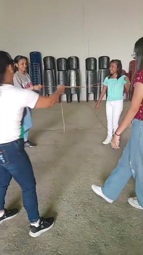 Young women play rope game in Duaca, Venezuela