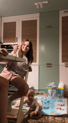 Family gathering in Moscow kitchen during evening hours
