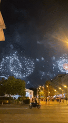 Fireworks over Budapest streets on Hungary's national day