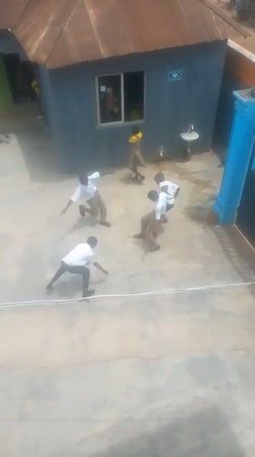 Students play during school break in Ikorodu schoolyard