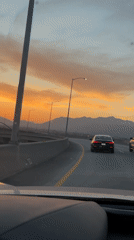 Driver records sunset highway view near Los Angeles