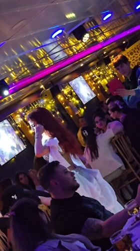 Belly dancer performs at festive venue in Beykoz, Turkey