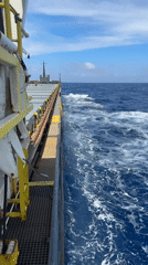 Ship deck video recorded during ocean voyage