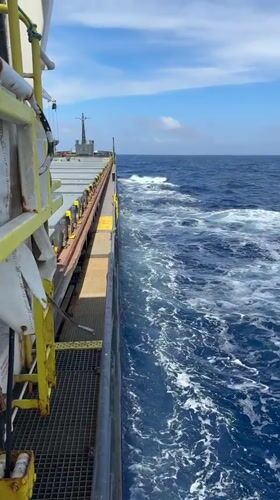 Ship deck video recorded during ocean voyage