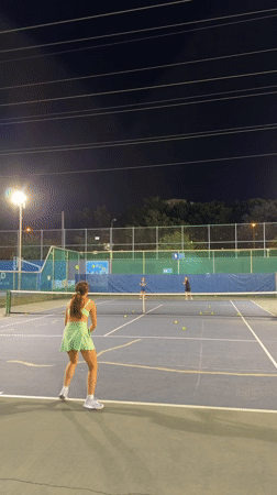 Evening tennis match and curious dog spotted in Tel-Aviv