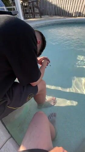 Two men spend evening at Panama City Beach pool