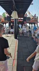 Children participate in organized activity aboard boat in Alanya