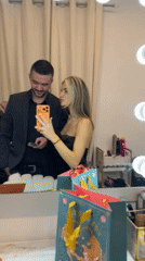 Couple documents evening out in Berlin with mirror selfies