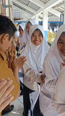 Indonesian students gather for school ceremony in Karangtengah