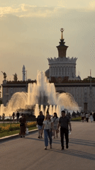 Afternoon scenes captured at Moscow's VDNKh metro and park area