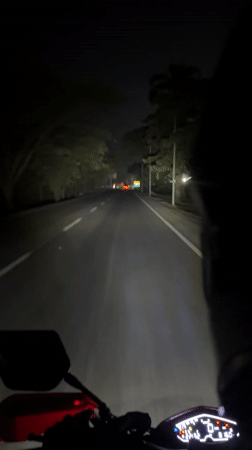 Nighttime motorcycle ride recorded in Tinaquillo, Venezuela