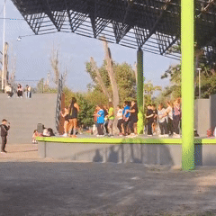 Park activities and street vendors captured in Villa Domínico