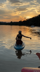 Paddleboard session on a Minsk lake at golden hour