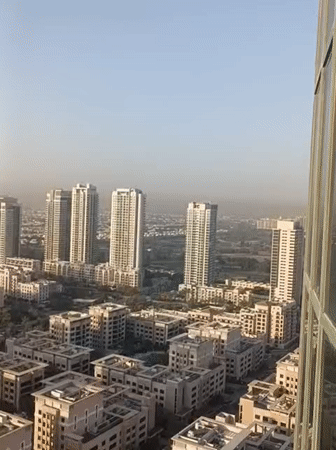 Aerial footage captures Dubai residential district at dawn