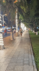 Evening activity captured along lit Nha Trang waterfront walkway