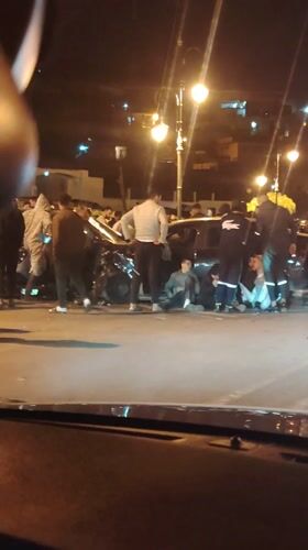 Car crash draws onlookers in Tangier, Morocco