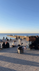 Street pianist performs on modified piano at Odesa beachfront
